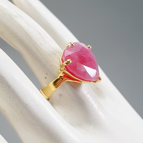 Gemstone 25 ct Ruby Ring 925 Sterling Silver Size 6.75 /R421818 - Picture 3 of 8