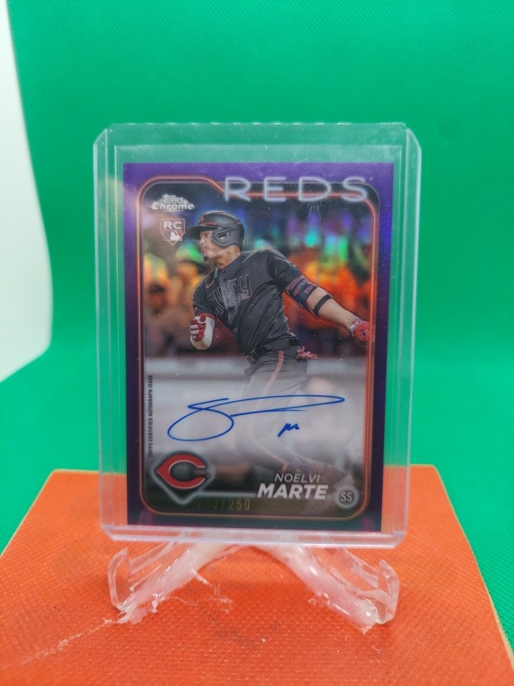 Noelvi Marte 2024 Topps Chrome Purple Refractor RC Auto 123 /250 #RA-NM REDS