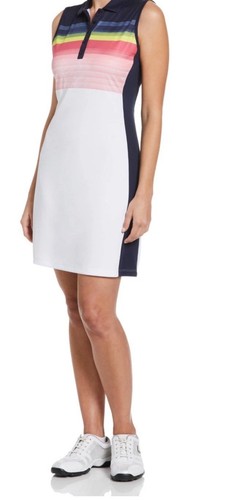 Callaway Striped Multicolored Stretchy Breathable Dress Athleticwear Golf $104 L