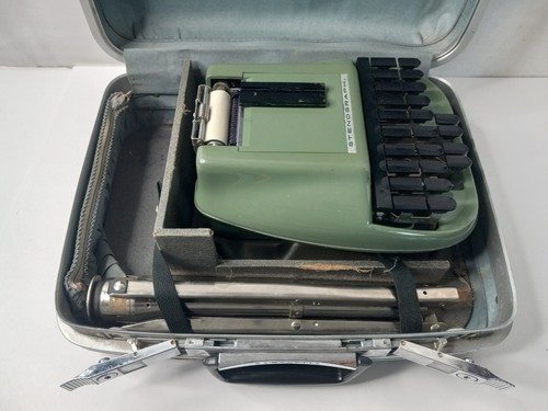 Stenograph Reporter Model Vintage Shorthand Machine w/Tripod & Samsonite Case - Picture 15 of 15