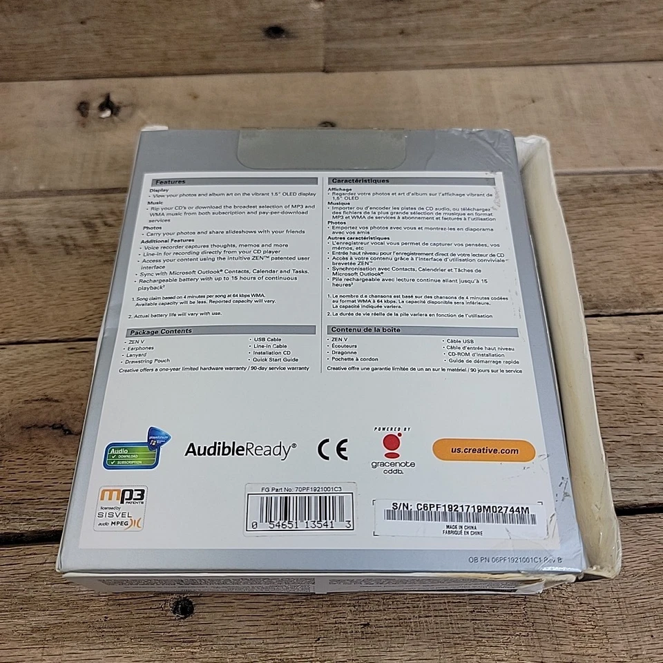 Creative Zen V 1GB Color Blanco Y Naranja - Nuevo Precintado En Caja ABIERTA Foto 2 de 4