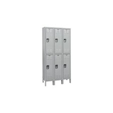 MedSafe 2-Tier 6 Door Antimicrobial Locker, 36"W x 18"D x 78"H, Gray, Assembled