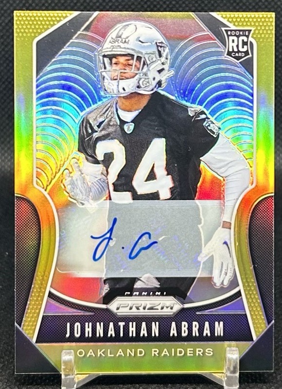 2019 Panini Prizm Johnathan Abram RC ROOKIE GOLD PRIZM AUTO /10 RAIDERS