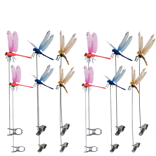12×Fake Dragonfly Clips Clip on Dragonfly for Outdoors 3D Dragonfly Garden Decor - Picture 24 of 32