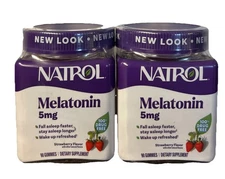 2- Natrol Sleep Melatonin 5 mg Strawberry Gummies 2X90=180 Gummies Exp 8/2026