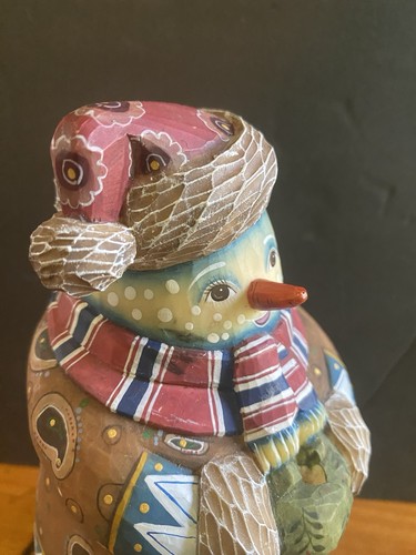 Vintage Holz handbemalt Schneemann G DeBrekht Studios limitiert 2000 Weihnachten - Bild 3 von 8