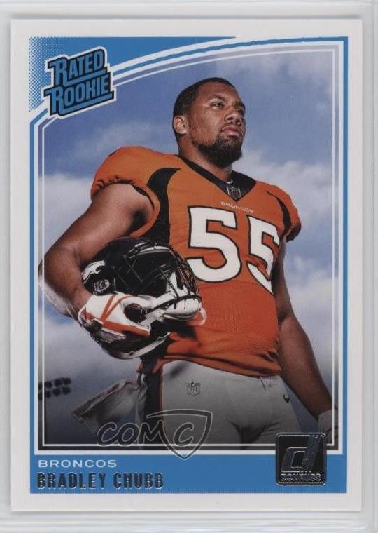 2018 Panini Donruss Rated Rookie Aqueous Test Bradley Chubb #319 Rookie RC