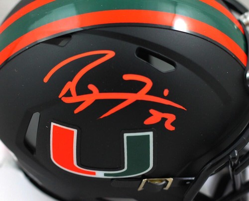 Ray Lewis Signed Miami Hurricanes Black Riddell Speed Mini Helmet-Beckett W Auth - Picture 2 of 2