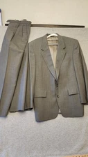 Austin Reed Suit Mens 40L Gray Wool 2 Piece Jacket Pants Pleated Dillards