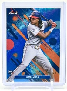 2025 Topps Finest - Common James Wood #100 Sky Blue Refractor /325 (RC)