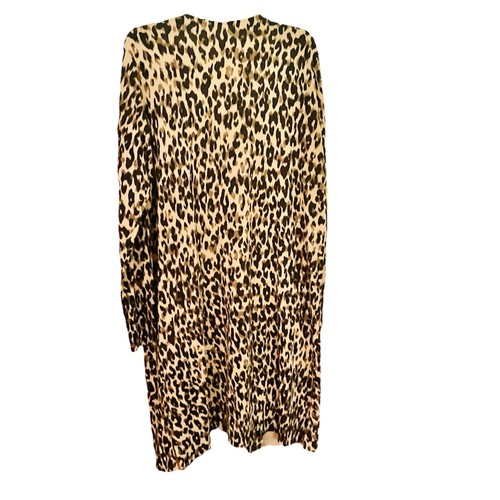 Halogen Women XXL Sweater Cardigan Linen Open Animal Print Long Sleeve Pockets - Picture 3 of 8