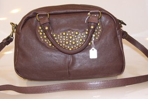 Details About Nwt Ava Rose Handbags Espresso Leather Sabrina Studded Satchel