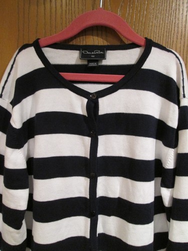 Oscar de la Renta Navy Cotton Cardigan Sweater Size 12Y - Picture 2 of 5