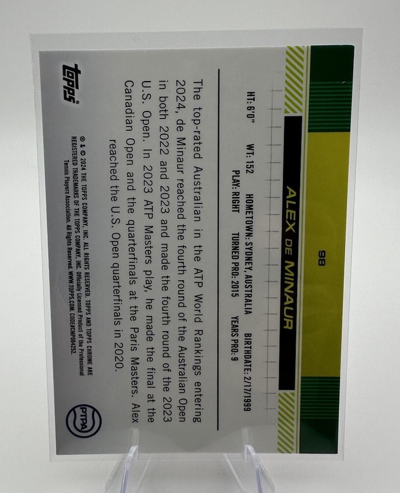 2024 Topps Chrome Tennis Sapphire Alex De Minaur Padparadscha 1/1 eBay