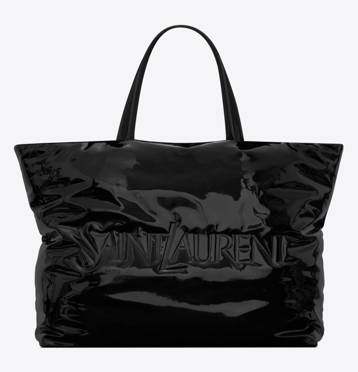 トートバッグ Saint Laurent Saint Laurent YSL Handbag (742828 2R20W 1000) YSL SAINT LAURENT MAXI TOTE IN PATENT CANVAS. ITEM# 777487