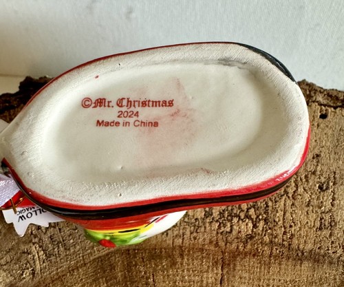 2024 Mr Christmas Nostalgic Mini Mug Ceramic Ornament Retro Santa Boot 1.5" NEW - Picture 3 of 7