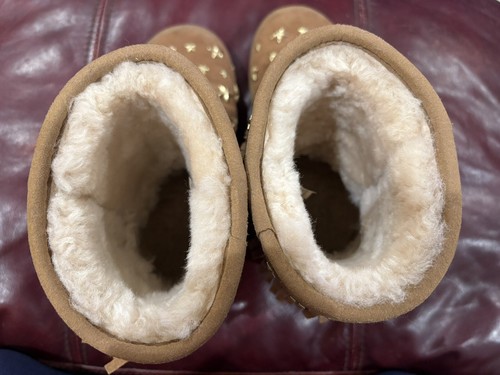 Jimmy Choo Uggs Größe 7 Chestnut Fransen Stiefel Gold Sterne Kein Karton 1 Stern fehlt - Bild 10 von 17