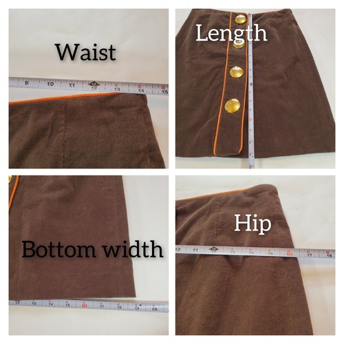 Vintage Style Elizabeth McKay Brown Corduroy Mini Pencil Skirt Gold Buttons Sz 4 - Picture 11 of 11