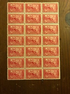 US-Stamps-Scott-618-Mint-OG-Sheet-Block-of-21-Just-4-H