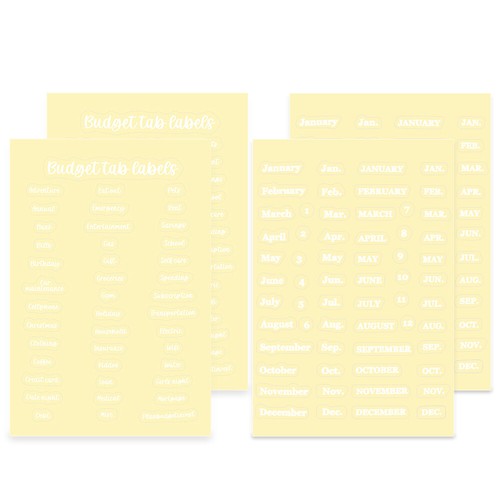 4 Sheets Black White Budget Monthly Tab Stickers Cash Envelopes Sticker Labels - Picture 18 of 23