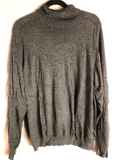 Tasso Elba Sweater Men's XL Gray Ribbed Turtleneck Knit Cotton Raglan Sleeve