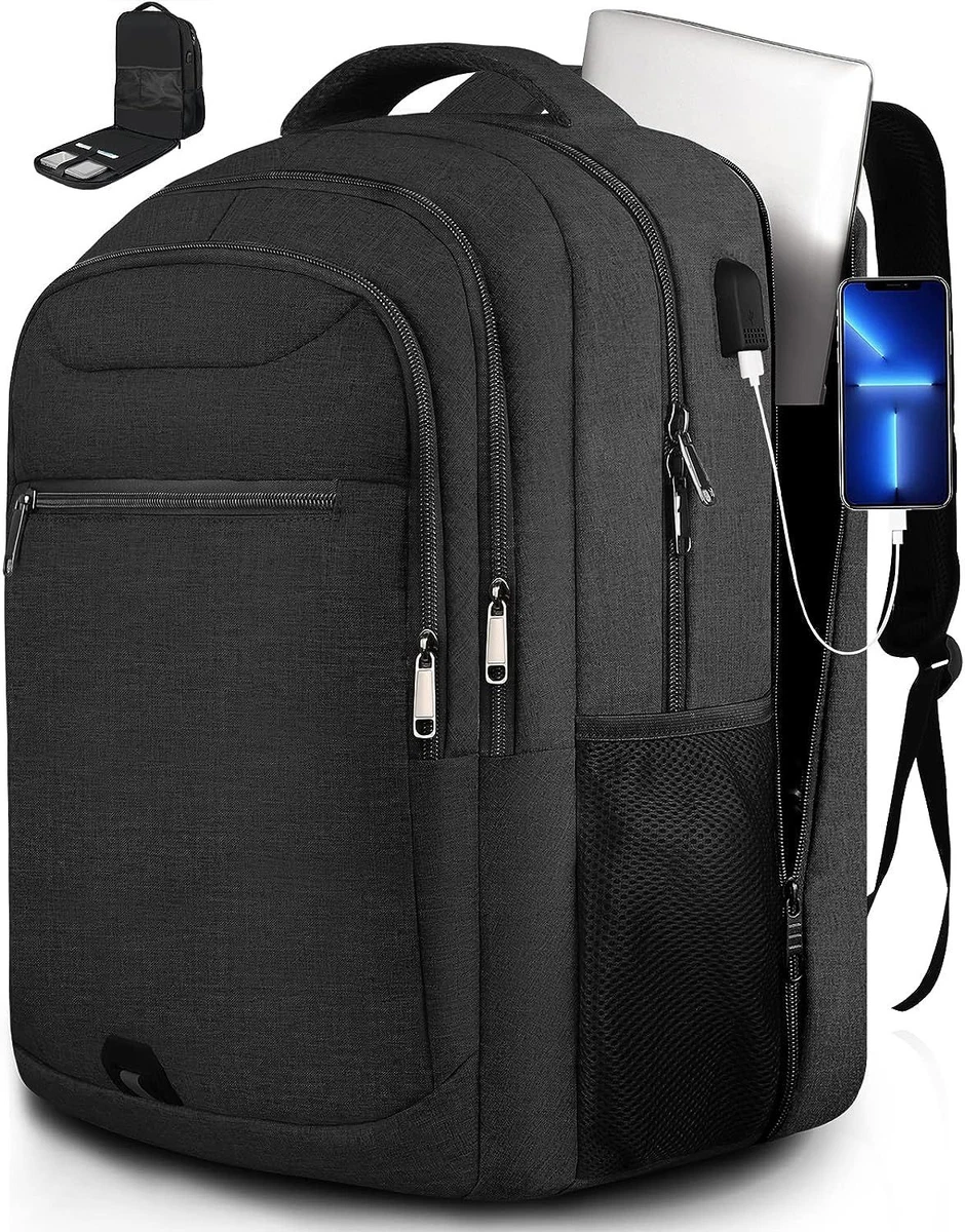 Large Laptop Backpack 42L Travel Bag TSA Approved Black eBay