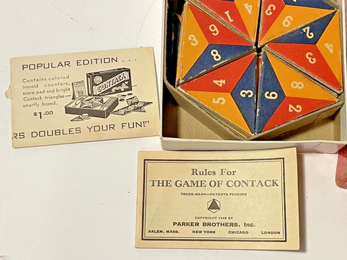 Vintage 1939 Parker Brothers Contack Game Complete 36 Pieces with Instructions - Picture 2 of 4