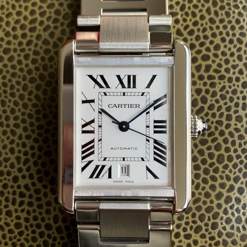 Cartier Tank Solo XL W5200028 Automatik Edelstahl Armbanduhr am Armband