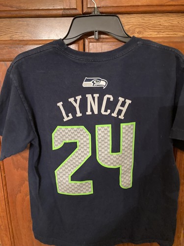 Seattle Seahawks Boys Large 14-16 #24 Lynch Football NFL Shirt - Picture 3 of 3