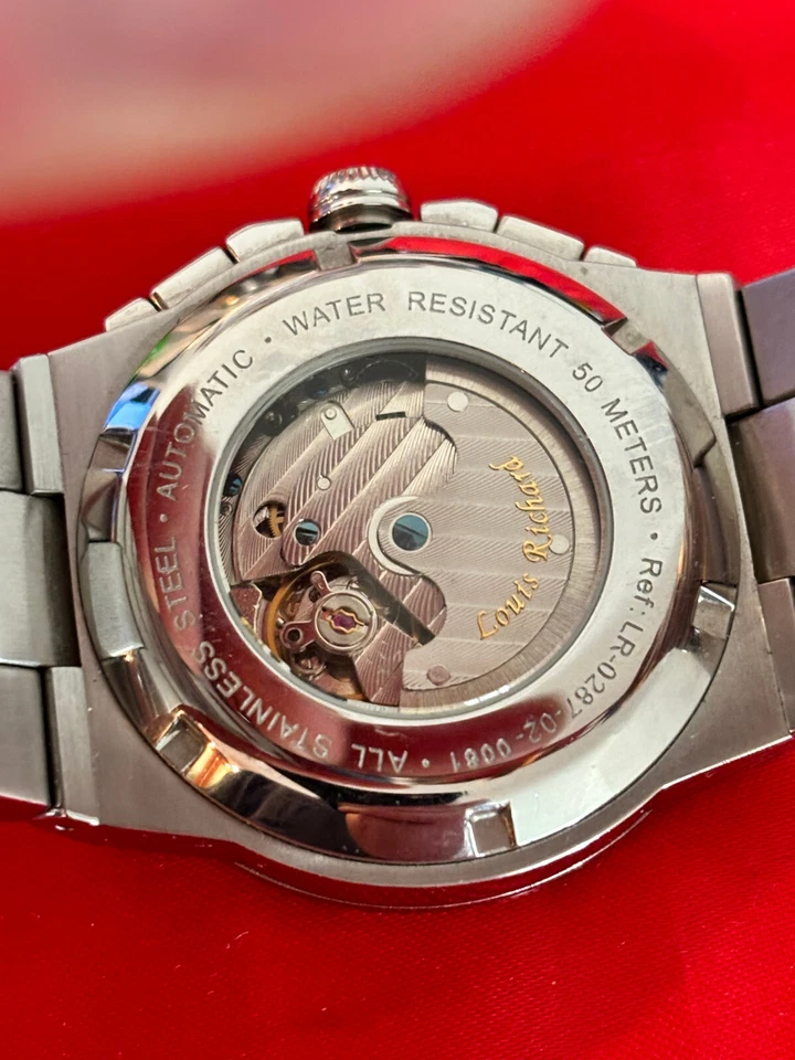 Reloj cronógrafo analógico multifunción automático Louis Richard para hombre 50 m con R Foto 4 de 4