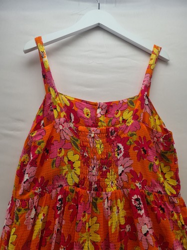 Marks and Spencer Maxi Dress Size 10 Regular Orange Floral Tiered Cotton Blend - Picture 7 of 12