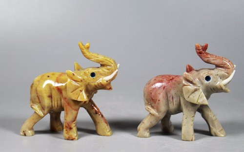 2pcs Elephant Figurine Soapstone Animal Carved Gemstone Healing Crystals stone - Picture 10 of 12