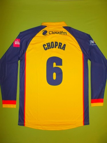 NUOVA maglia EAGLES ESSEX (L) SURRIDGE #6 Varun CHOPRA 2019 Home Cricket T20 gialla - Foto 9 di 12
