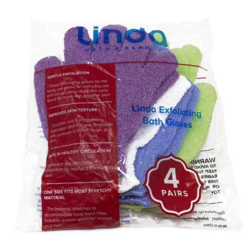 Linda Exfoliating Bath Gloves, Pack of 4 - Picture 3 of 7