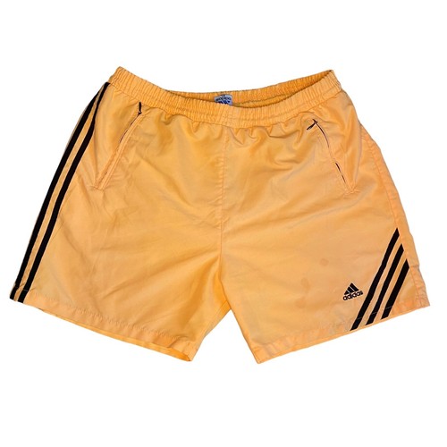 Vintage 90s Adidas Shorts Orange Spellout 5"Innennaht Größe XL