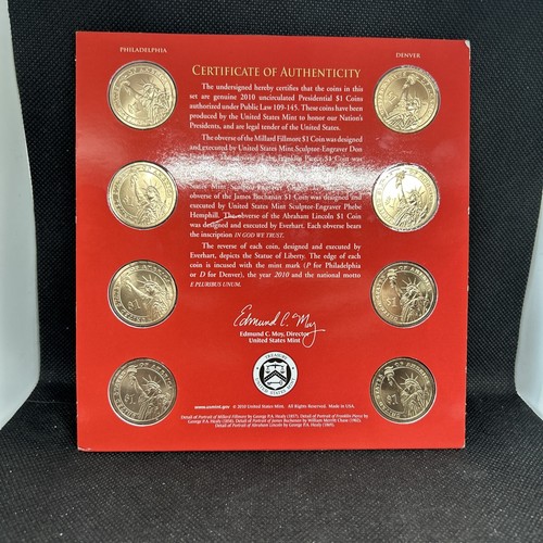 2010 P&D United States Presidential $1 Dollars Mint Sealed 8 Coin Unc Set - Picture 2 of 2