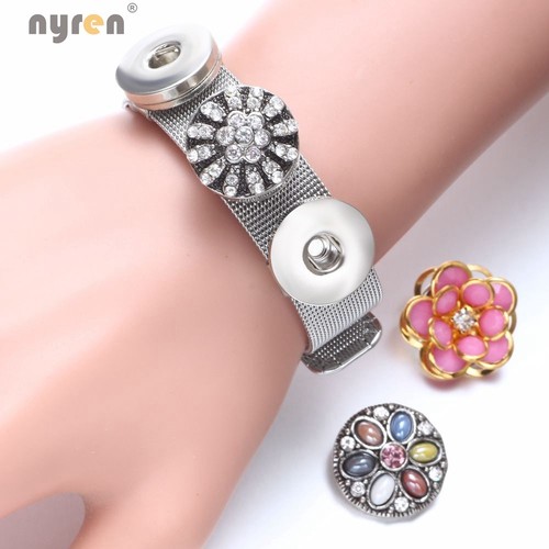 50pcs/lot Top Rhinestone Metal Charms 18mm Snap Button For Snap Jewelry KZHM076 - Picture 3 of 22