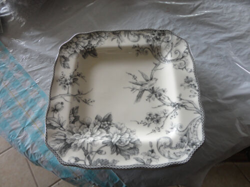 222 Fifth Adelaide birds gray 10 3/4" porcelain dinner plates (4) - Picture 2 of 3