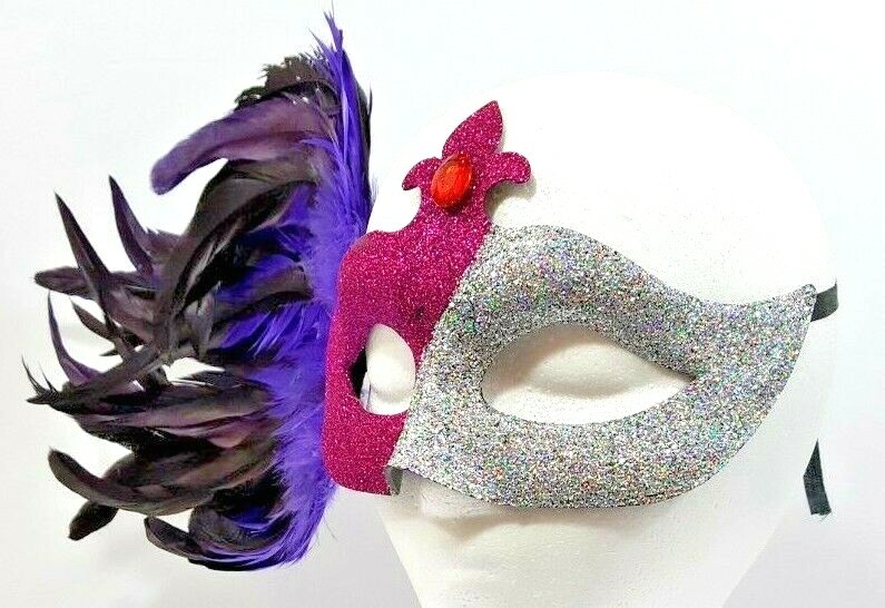 Purple Face Mask Silver Sequins Eye Masks Unisex Purple Face Mask Silver Sequins Eye Masks Unisex