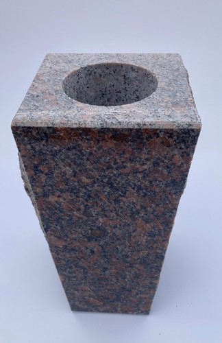 Granite Memorial Vase Tapered 4"x4"x9" Dakota Mahogany - Picture 3 of 6