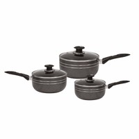 Una Nonstick Saucepan Set 3pc Ind Base 22, 24,26cm Una Nonstick Saucepan Set 3pc Ind Base 22, 24,26cm
