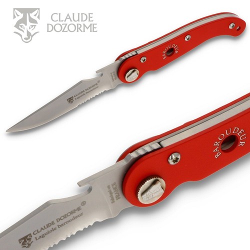 Navaja Claude Dozorme Laguiole BAROUDEUR - aluminio rojo anodizado - clip de cinturón - Imagen 3 de 6