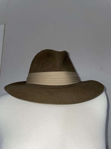 Vtg 80s Banana Republic Fur Felt Fedora Safari Hat Brown Hobo Chic Travel 7 5/8 - Picture 3 of 24