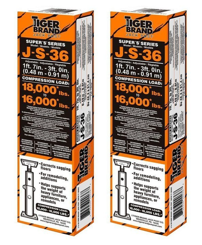 Tiger Brand™ JS-36 Adjustable Jack Post, 15-Gauge, 1' 7" To 3' (2-Pack)