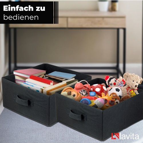LAVITA Storage Box faltbare Aufbewahrung Boxen Universal 31 x 31 x 15 cm Schwarz - Bild 6 von 12