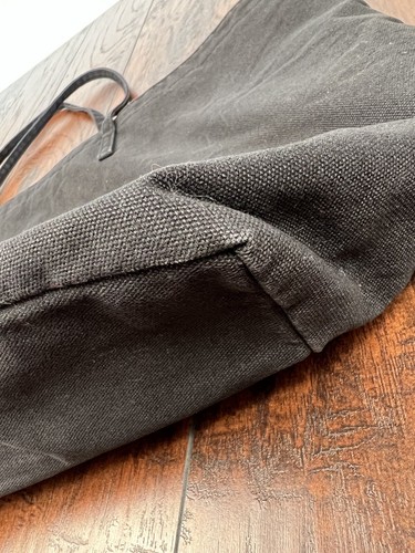 Victoria's Secret Black Canvas Tote Bag Carry All Open Double Handles Bow Logo - Picture 19 of 21
