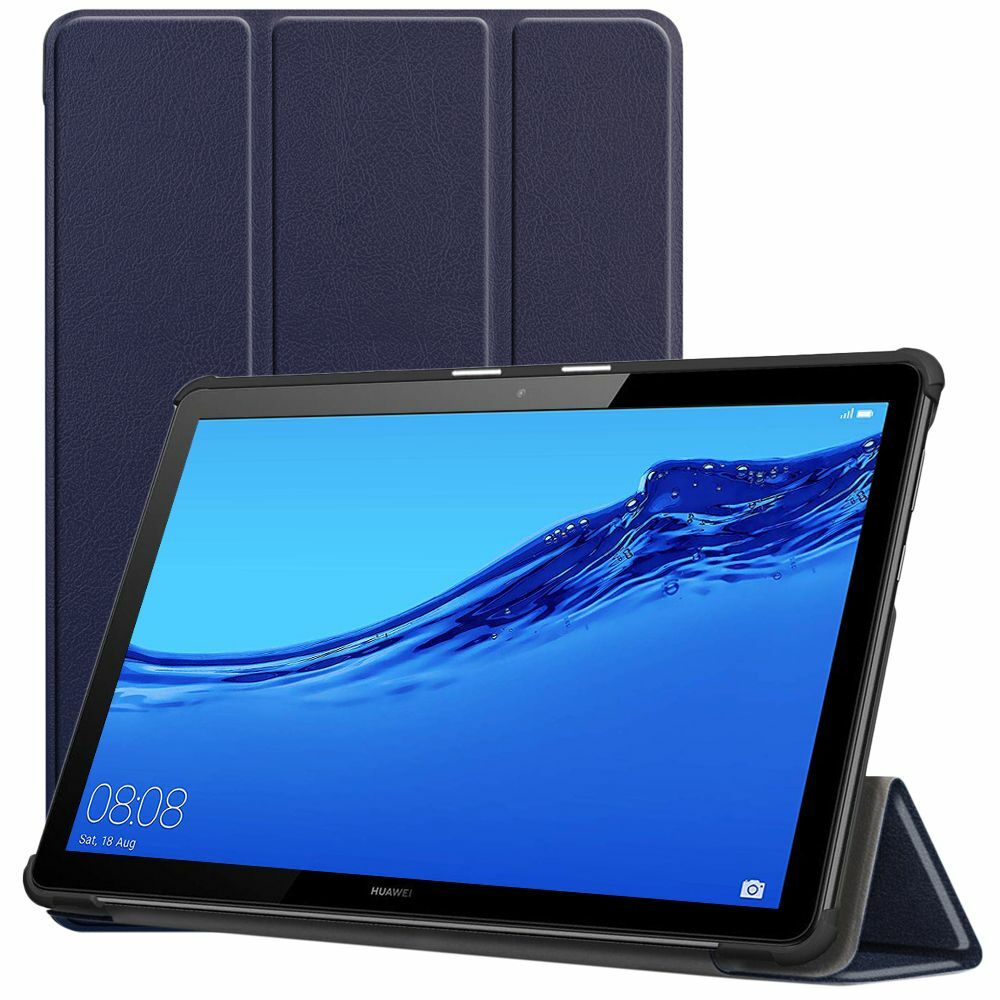 Coque Huawei MediaPad T5 10.1 housse etui bleu fonce avec rabat protection ecran veille