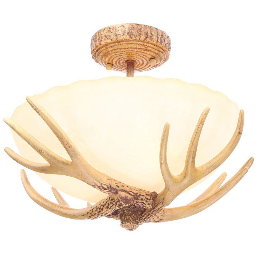 Antler Semi Flush Mount Light Fixture Ceiling Lamp Rustic Lighting
