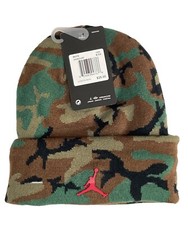Air Jordan Youth Boys Camo Knit Beanie / Hat Style 9A0693-650 Size 8-20 NWT