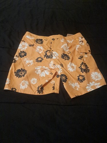VANS Board Shorts Mens 34 Waist Cargo Pocket Mixed 18 Inch Golden Yellow Floral. - Picture 8 of 9